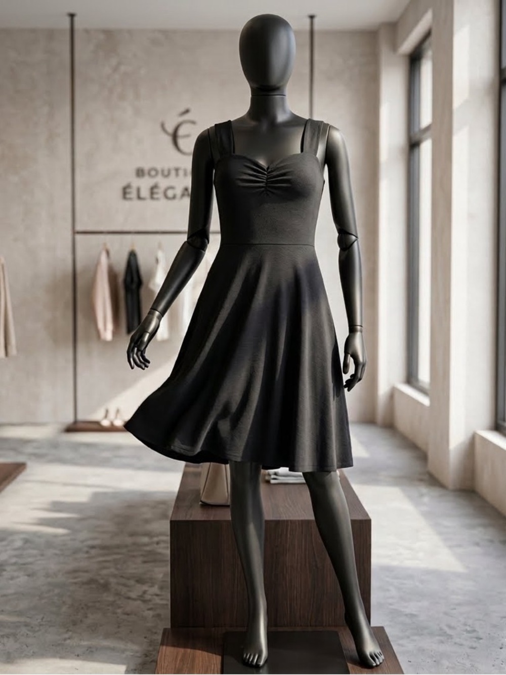 Black Sleeveless Fit-and-Flare Dress